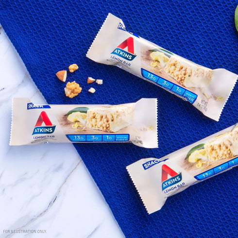 16 Count Atkins Lemon Flavored Snack Bar, High Protein Bar, Low Sugar and Low Carb, Keto Friendly Snack, Gluten Free
