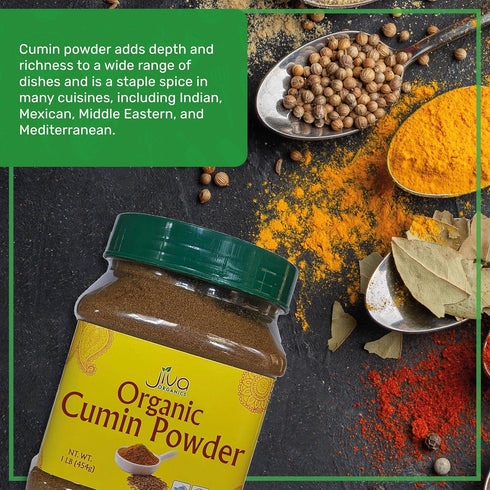 1 100% (packaging Jiva Organics Organic Ground Cumin Powder Pound Jar - Pure & Non-GMO, Cumin Seed Powder may vary)