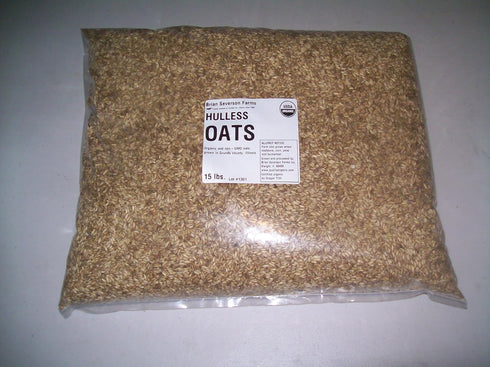 15 lbs. Whole Oat Groats: Raw Hulless Oats, Farmer Direct (Clear Poly Plastic Bag (Organic))