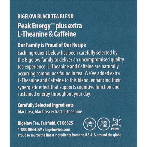 18 Count (Pack 6), 108 Bigelow Tea Peak Energy plus extra L-Theanine & Caffeine, of Total Tea Bags