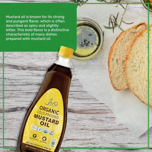 1 (33.8 Jiva Organics Organic Mustard Oil Liter Bottle Ounce) - Non-GMO, Premium, Cold Pressed