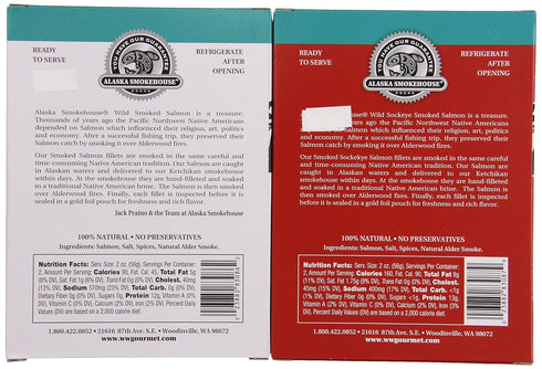 8 Alaska Smokehouse Smoked Salmon Duo Original, Pepper Garlic, Ounce