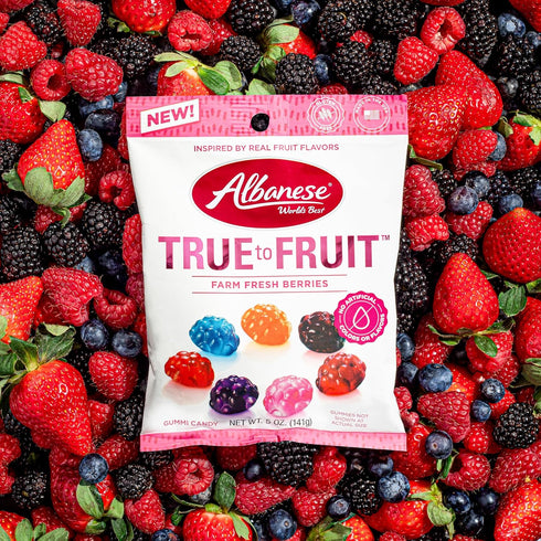 Albanese 6 Pack 7.75oz 7 Gummy Worlds Best True to Fruit Farm Fresh Berries | Bags of Candy | Natural Flavors