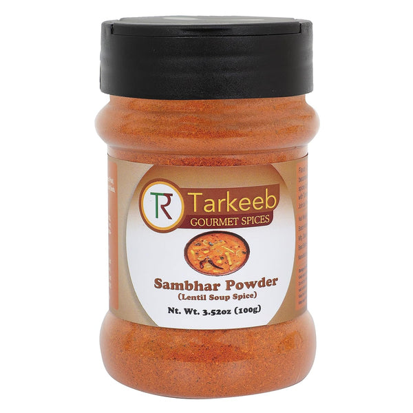 Tarkeeb Sambar Masala, South Indian 11-Spice Blend Lentil Soup Spice Blend, 3.52 oz (100g) Shaker Top PET Jar, All