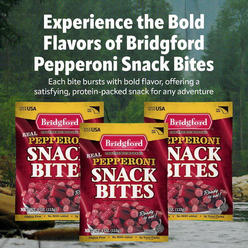 4 oz Pack 3 Bridgford Pepperoni Snack Bites of - Ready-to-Eat Pepperoni Snacks for On-The-Go Snacking - Pork and Beef