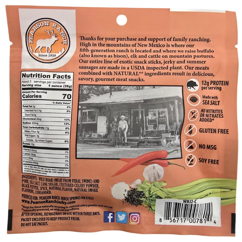 Pack 4-2.1oz Pearson Ranch Wild Grass Fed Game Variety of Bags - Venison, Elk, Buffalo, & Wild Boar - Gluten-Free