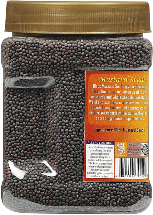 20oz (1.25lbs) 567g Rani Black Mustard Seeds Whole Spice (Kali Rai) PET Jar ~ All Natural | Gluten Friendly | NON-GMO |
