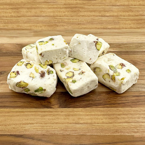 2 Lb Soft White Nougat Candy, Individually Wrapped Pistachio Nougat, Divinity Candy - Nougat Candy with pistachios