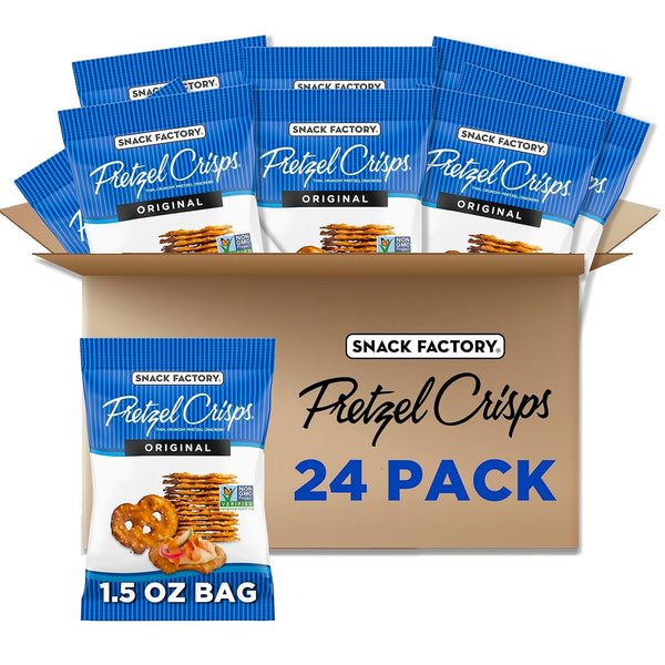 Snack Factory Pretzel Crisps Original Flavor, Snack Pack Individual Size, 1.5 Oz