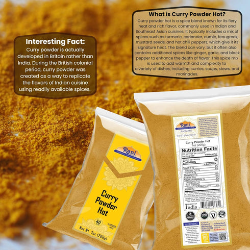 Rani Curry Powder Hot, 11-Spice Authentic Indian Blend, 7oz (200g) - All Natural, Vegan