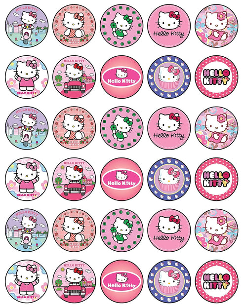 30 Edible Cupcake Toppers – Cute Pink Cat Inspired Party Collection of Edible Cake Decorations