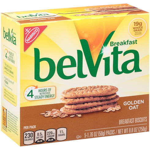8.8 oz (Pack 2) belVita Breakfast Biscuits, Golden Oat Breakfast Biscuits