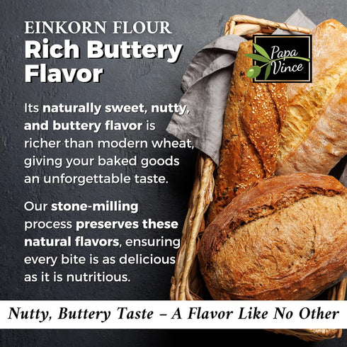 2.2 LB Organic Einkorn Flour Made in Italy, Organic Ancient Grain, Non-Enriched, Unbleached, Unbromated, High Fiber