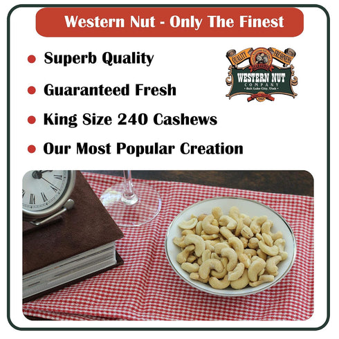 1 lb Western Nut Heritage Gift Box, Gift Wrapped Roasted & Salted Whole Cashews