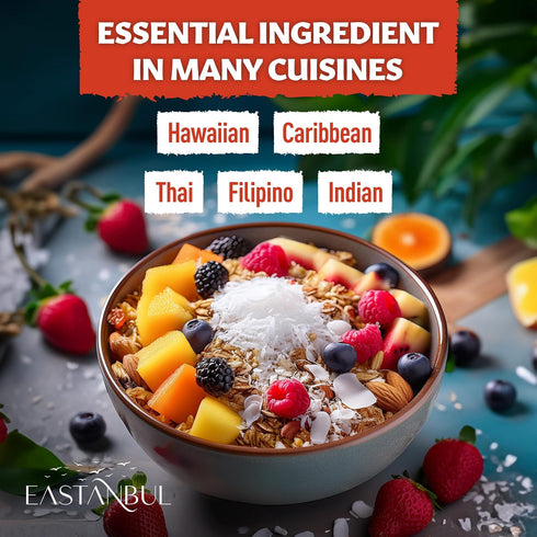 11.3oz, 100% Eastanbul Shredded Coconut, Unsweetened Coconut Flakes, Natural Shreds, Finely Shredded, Desiccated