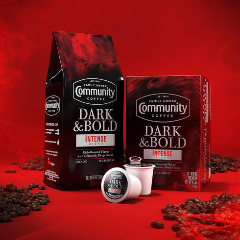 Community 12 (Pack 1) Coffee Dark & Bold Intense Blend, Dark Roast Ground Coffee, Ounce Bag