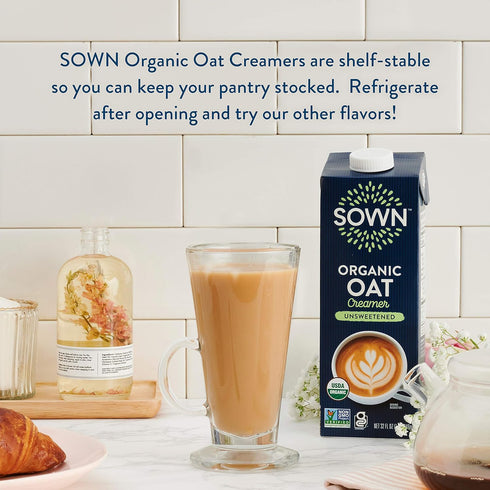 0g 32oz (Pack 6) SOWN Organic Oat Creamer Unsweetened - Barista Oat Milk Non Dairy Coffee Creamer - Plant Based