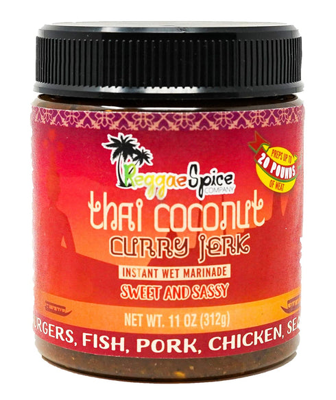 Reggae Spice Thai Coconut Curry Jerk Marinade, 60-Second Authentic Wet Rub for Cooking Meats
