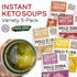 Wild Zora Instant Keto-Friendly Soups 5-Pack Variety, Broth with Grass-Fed Beef, Free-Range Chicken, Gluten-Free