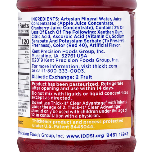 8 Oz Thick-It Clear Advantage Thickened Cranberry Juice Blend, Moderately Thick Honey Bottle, Fl