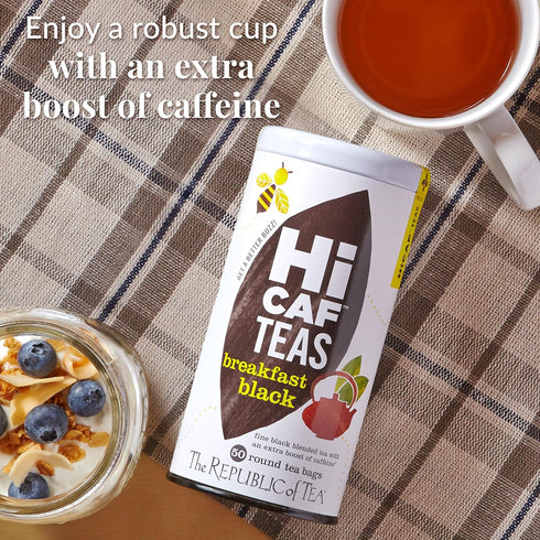 50 The Republic of Tea HiCAF Breakfast Black Tea, Tea Bags, High in Caffeine