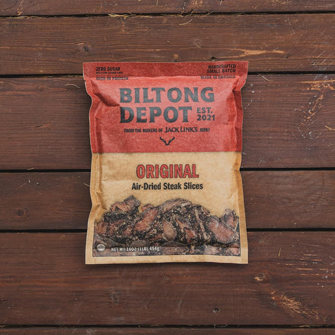1lb (16oz) Biltong Depot Lean Original Biltong Slices - | Air-Dried Beef Jerky Snack | High Protein | Paleo & Keto