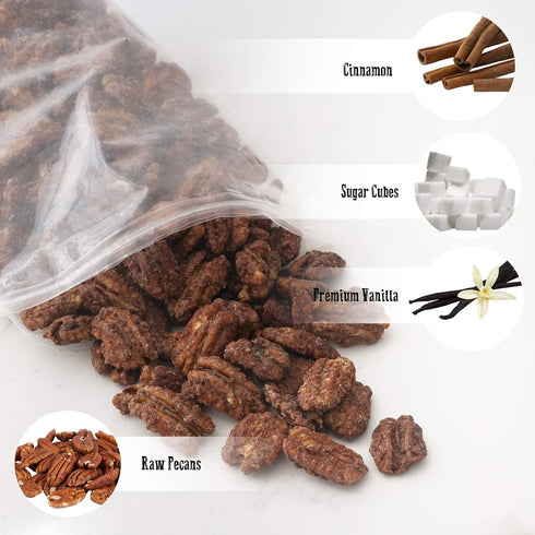 Pop'N Popcorn 24 oz (1.50 lb) Cinnamon Roasted Pecans - Candied Pecan Glazed with Cinnamon to Satisfy Any Sweet Tooth