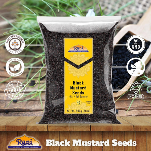 28oz (800g) Rani Black Mustard Seeds Whole Spice (Kali Rai) ~ All Natural | Gluten Friendly | NON-GMO | Kosher | Vegan