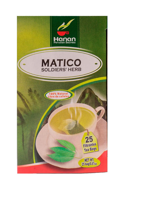HANAN PERUVIAN SECRETS 100% 25 Matico (Soldiers' Herb) | Natural Soldiers' Herb | Tea Bags| Help with Menstrual
