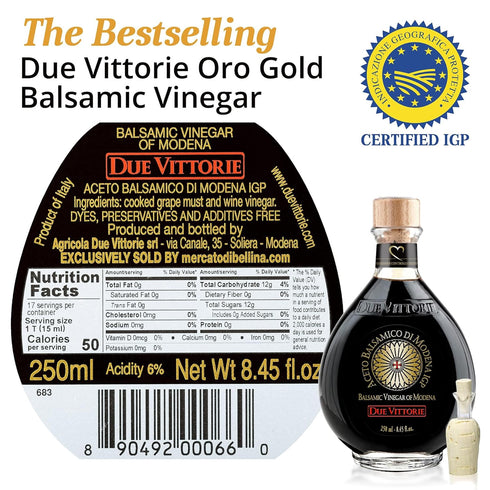 8.45fl oz 250ml Due Vittorie Oro Gold Balsamic Vinegar of Modena. Highest score from The Consortium of Modena - /