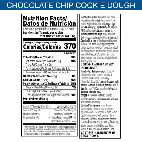 (96 Pop-Tarts Toaster Pastries, Lunch Snacks, Frosted Chocolate Chip Cookie Dough Pop-Tarts)