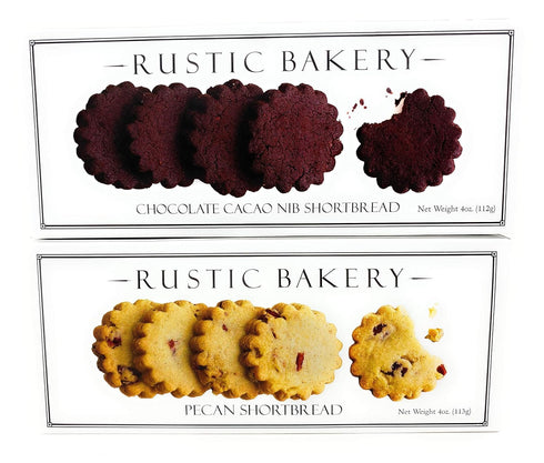 generic 4oz- 2Pk Rustic Bakery Cookies Bread - Pecan Shortbread Cookies & Chocolate Cacao Nib Bread - Low Sodium Thin