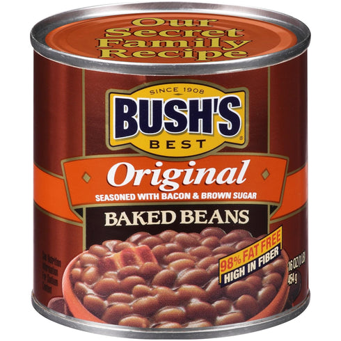 16 oz (Pack 12) BUSH'S BEST Canned Original Baked Beans, Source of Plant Based Protein and Fiber, Low Fat, Gluten Free