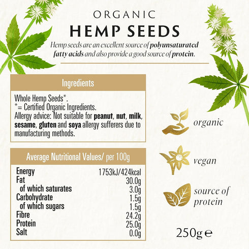 BIONA Organic Hemp Seeds, 250 GR