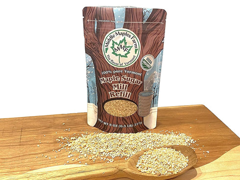 8oz Vermont Pure Organic Coarse Maple Sugar Chunks, Product of USA, from Middle Maples Farm, resealable pouch, Use as