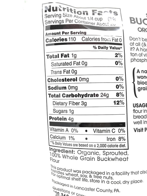 24 oz Pure Living Liv Organic Sprouted Buckwheat Flour