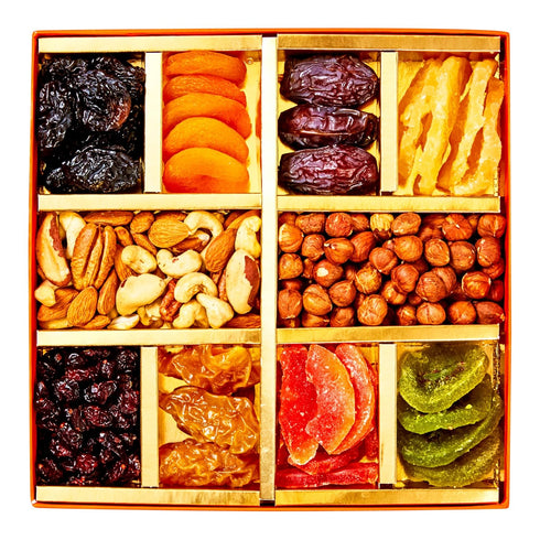 10, 1.43 lbs Cerez Pazari Dried Fruit and Nuts Gift Basket, Gourmet Holiday Gift Box Variety Of Healthy Party Snack
