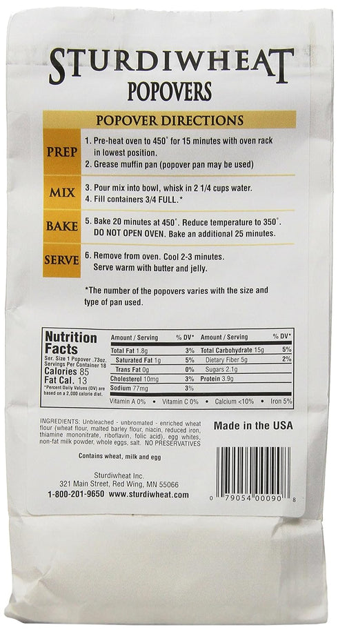 13-Ounce Package (Pack 4) Sturdiwheat All Natural Bread Mix, Popovers