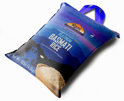 10-Pound 160oz (10lbs) 4.53kg Rani Platinum White Basmati Rice Extra Long Aged Bag, ~ All Natural | Gluten Friendly |