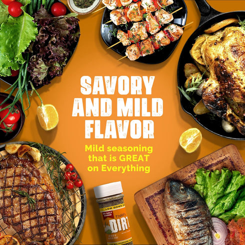 Todd’s DIRT - Low Down DIRT, 1.7 oz Gourmet All Purpose Seasoning, No Salt, Gluten-Free