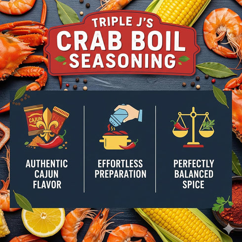 Triple J's 1lb Authentic Louisiana Crab Boil Seasoning Seafood Boil Booster for Shrimp, Crawfish, & Crab | Bold Cajun
