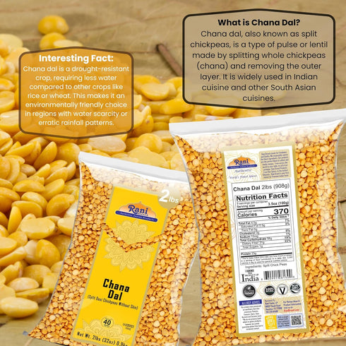 32oz (2lbs) 908g Rani Chana Dal (Split Desi Chickpeas without skin) ~ All Natural | Gluten Friendly | NON-GMO | Kosher