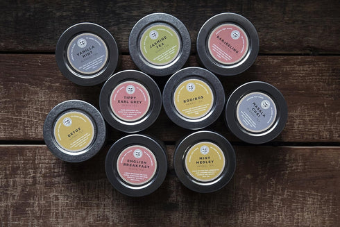 Pack 9 Set Golden Moon Tea Variety - Loose Leaf Tea Sampler - Organic Black, Green, White, and Herbal Teas Gift