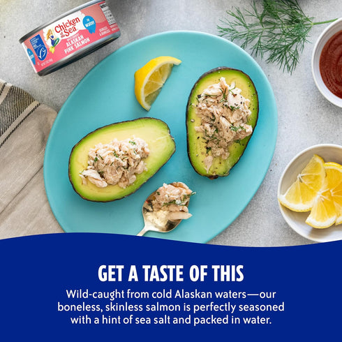 5 4-Count Chicken of the Sea Alaskan Pink Canned Salmon in Water, Ounce Cans, High Protein Skinless & Boneless Wild