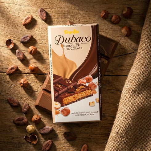 7.05 Oz (Pack 1), Beyoglu Dubaco Dubai Chocolate Bar Hazelnut of Luxury & Premium Dubai Milk Chocolate Bar Filled