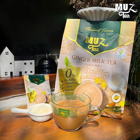 MuzTea 3 1, Powder12 Ginger Tea Instant Powder Mix in Gingers, Coconut Flower Sugar, Creamer From Selected Low Fat Milk