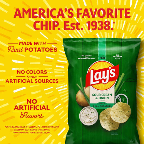 1 (Pack 104) Lay's Potato Chips, Sour Cream & Onion, Ounce