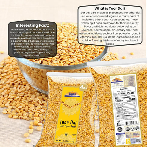 64oz (4lbs) 1.81kg Rani Toor Dal (Split Pigeon Peas) Bulk ~ All Natural | Gluten Friendly | NON-GMO | Vegan | Indian