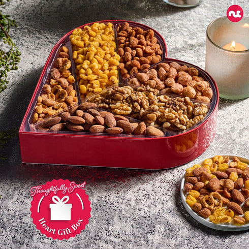 (6 2 LB) Package, NUT CRAVINGS - Easter Mixed Nuts Heart Shaped Gift Basket, Love in A Box Assortments, Romantic Food