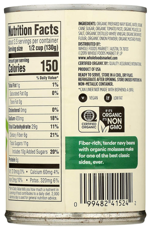 365 15 (Pack 4) by Whole Foods Market, Organic Traditional Baked Beans, Ounce